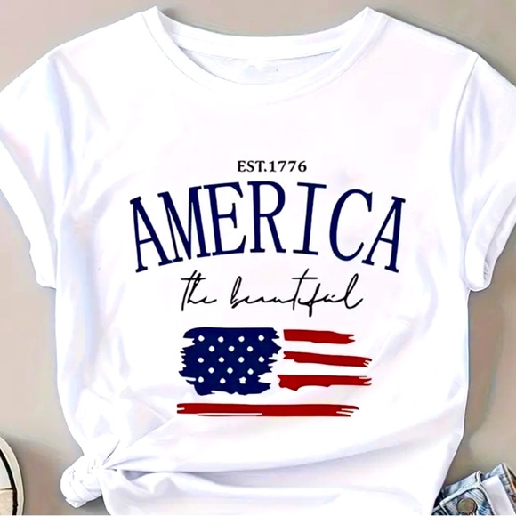 🇺🇸 American Flag Print Crew Neck T-Shirt - Picture 3 of 9
